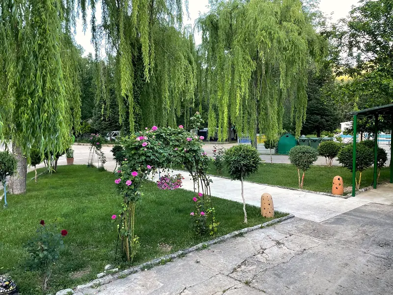 Jardines junto al restaurante